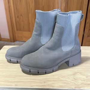 Gray suede wedge heal boots NWOT